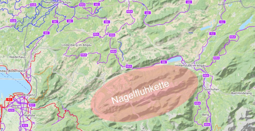 Karte Nagelfluhkette